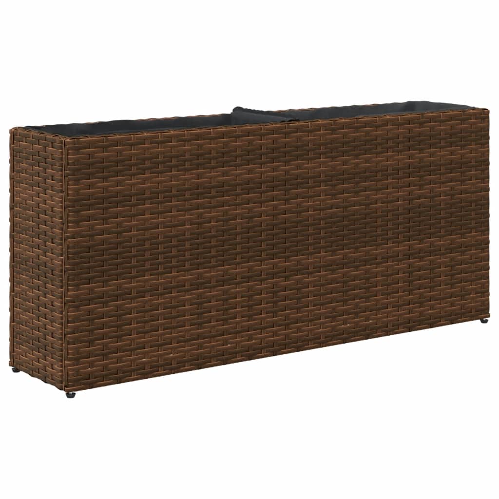 vidaXL plantekasser 2 stk. med 2 potter 90x20x40 cm polyrattan brun