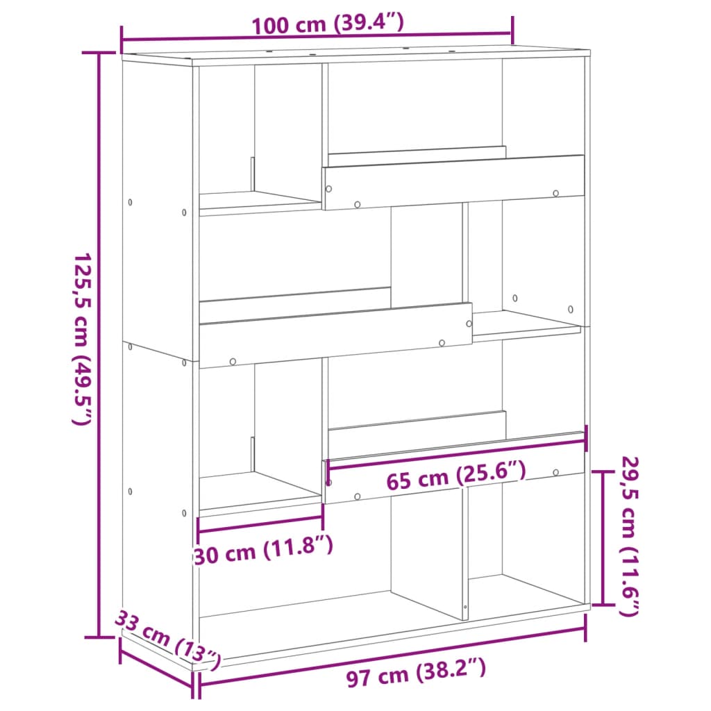 vidaXL rumdeler 100x33x125,5 cm konstrueret træ hvid