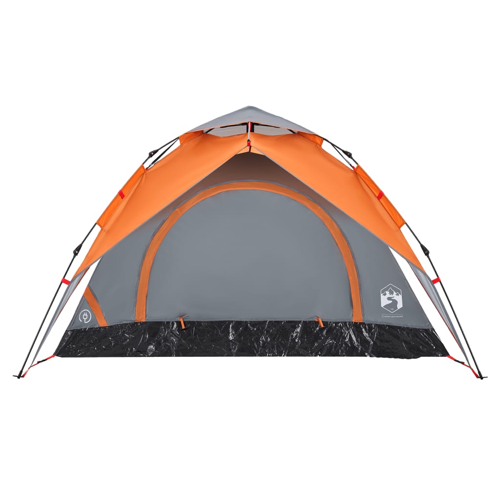 vidaXL 3-personers campingtelt kuppel quick-release grå og orange