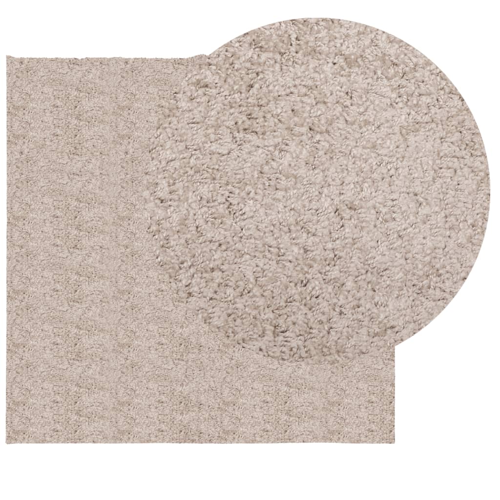 vidaXL shaggy gulvtæppe PAMPLONA 160x160 cm høj luv beige