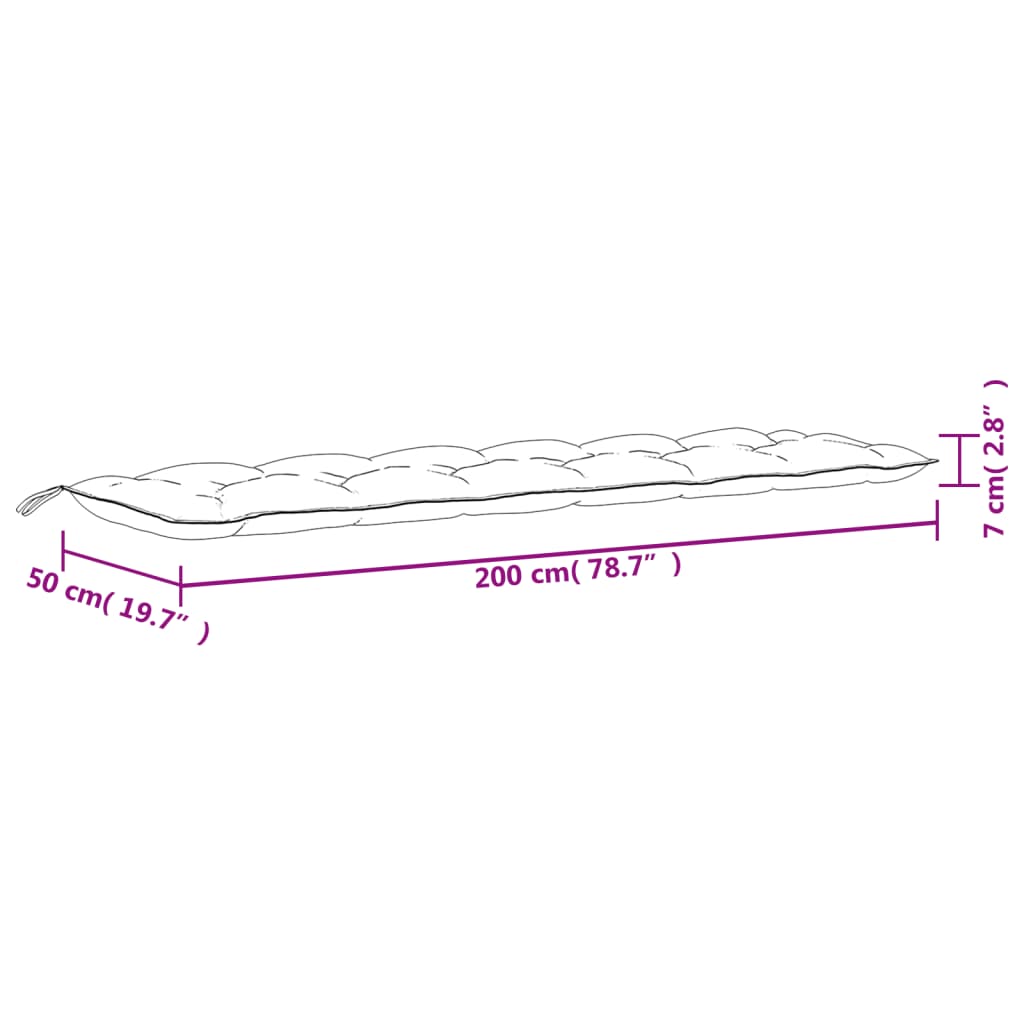 vidaXL hynde til havebænk 200x50x7 cm striber stof blå og hvid