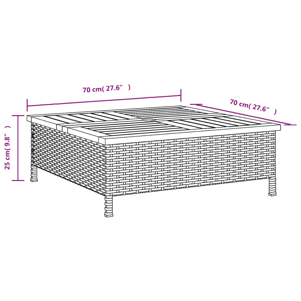 vidaXL skjuler til parasolfod 70x70x25 cm polyrattan + akacietræ beige