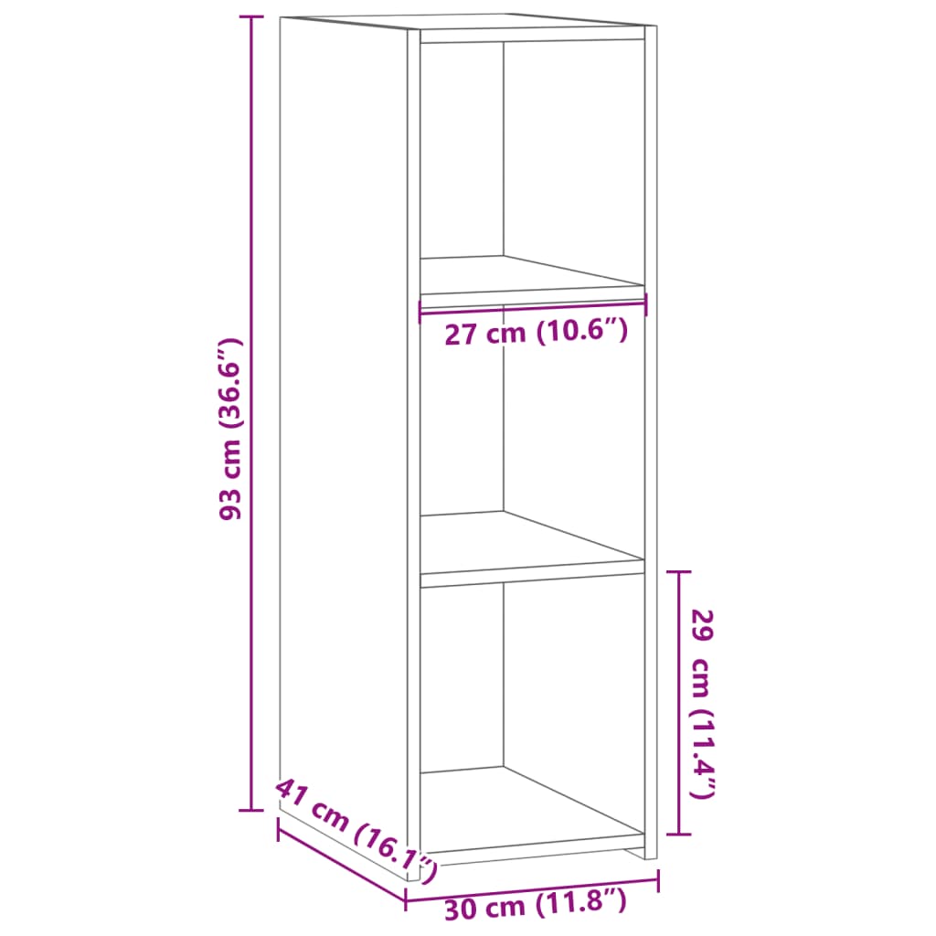 vidaXL reol 30x41x93 cm konstrueret træ betongrå