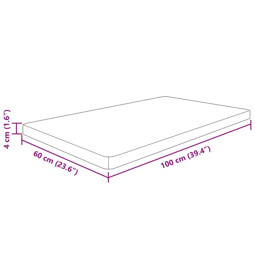 vidaXL bordplade til badeværelse 100x60x4 cm massivt træ ubehandlet