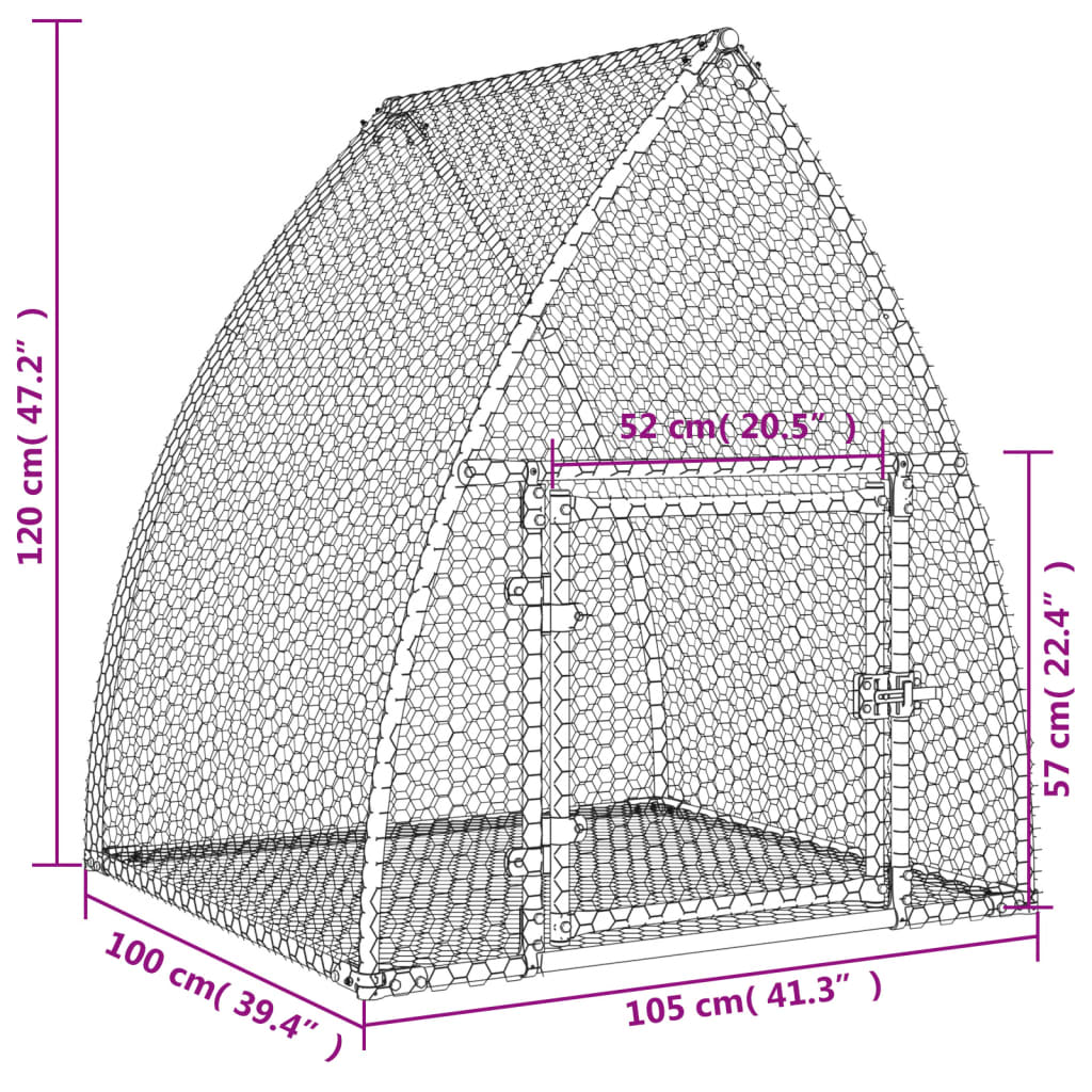 vidaXL kaninbur 100x105x120 cm galvaniseret stål sølvfarvet