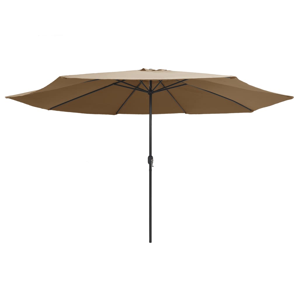 vidaXL udendørs parasol med metalstang 390 cm gråbrun