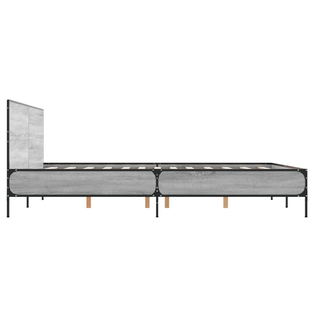 vidaXL sengestel 160x200 cm konstrueret træ og metal grå sonoma-eg