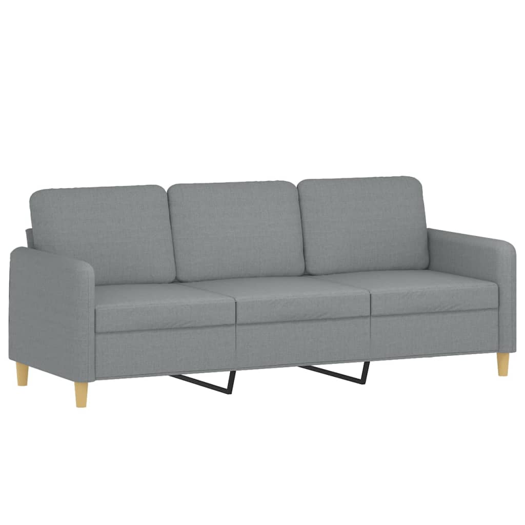 vidaXL 3-personers sofa med pyntepuder 180 cm stof lysegrå