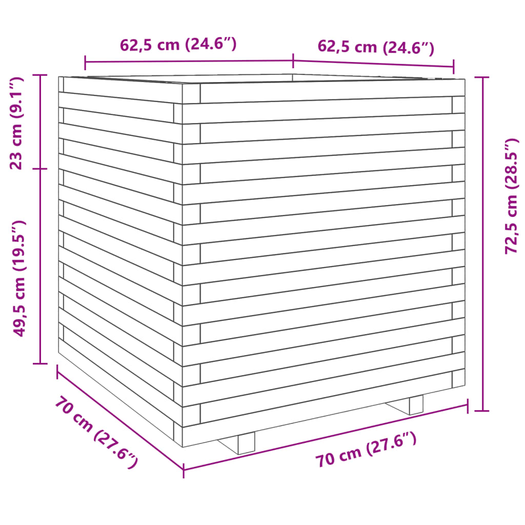 vidaXL plantekasse 70x70x72,5 cm imprægneret fyrretræ