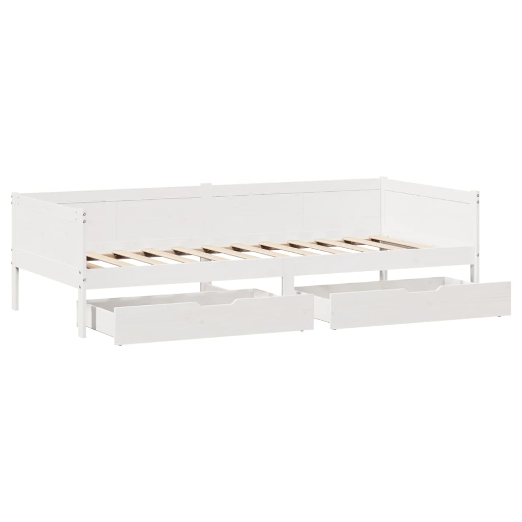 vidaXL daybed med skuffer 90x190 cm massivt fyrretræ hvid