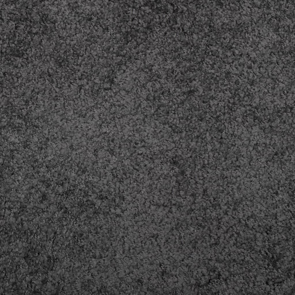 vidaXL shaggy gulvtæppe PAMPLONA 120x120 cm høj luv antracitgrå