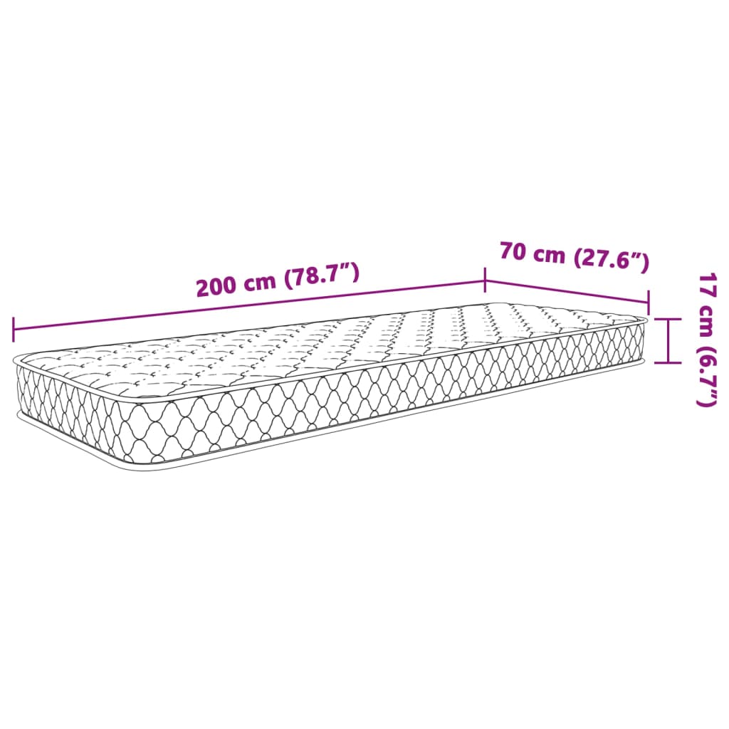 vidaXL madras 70x200x17 cm memoryskum hvid