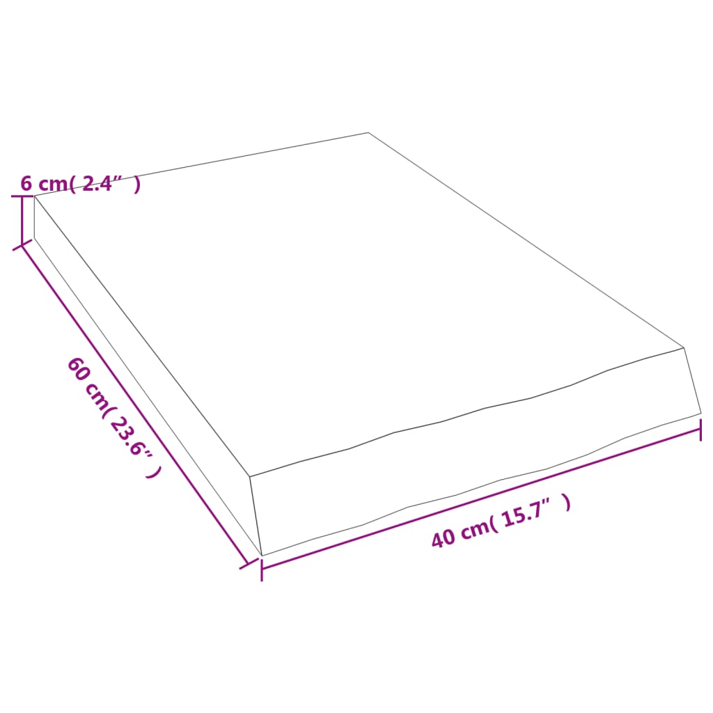 vidaXL bordplade til badeværelse 40x60x(2-6) cm massivt træ ubehandlet