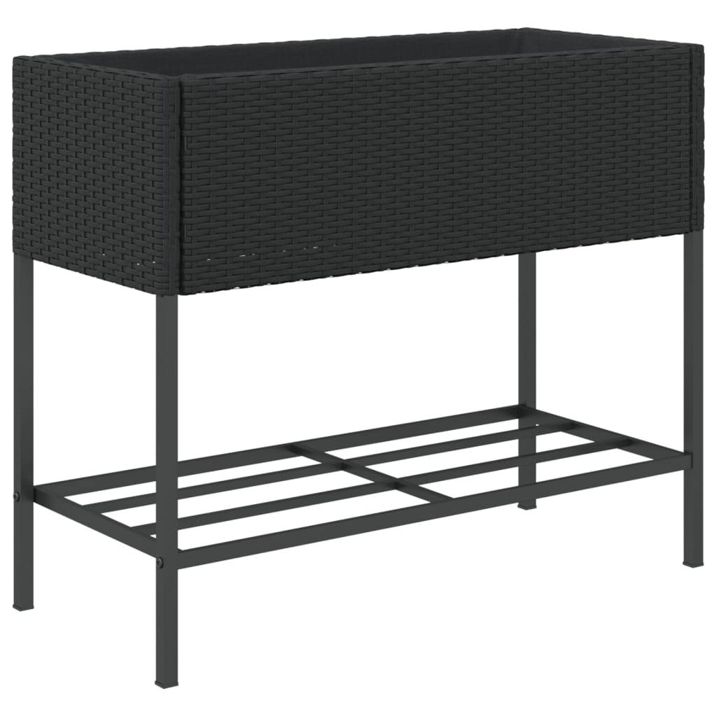 vidaXL plantekasser 2 stk. med hylde 90x40x75 cm polyrattan sort