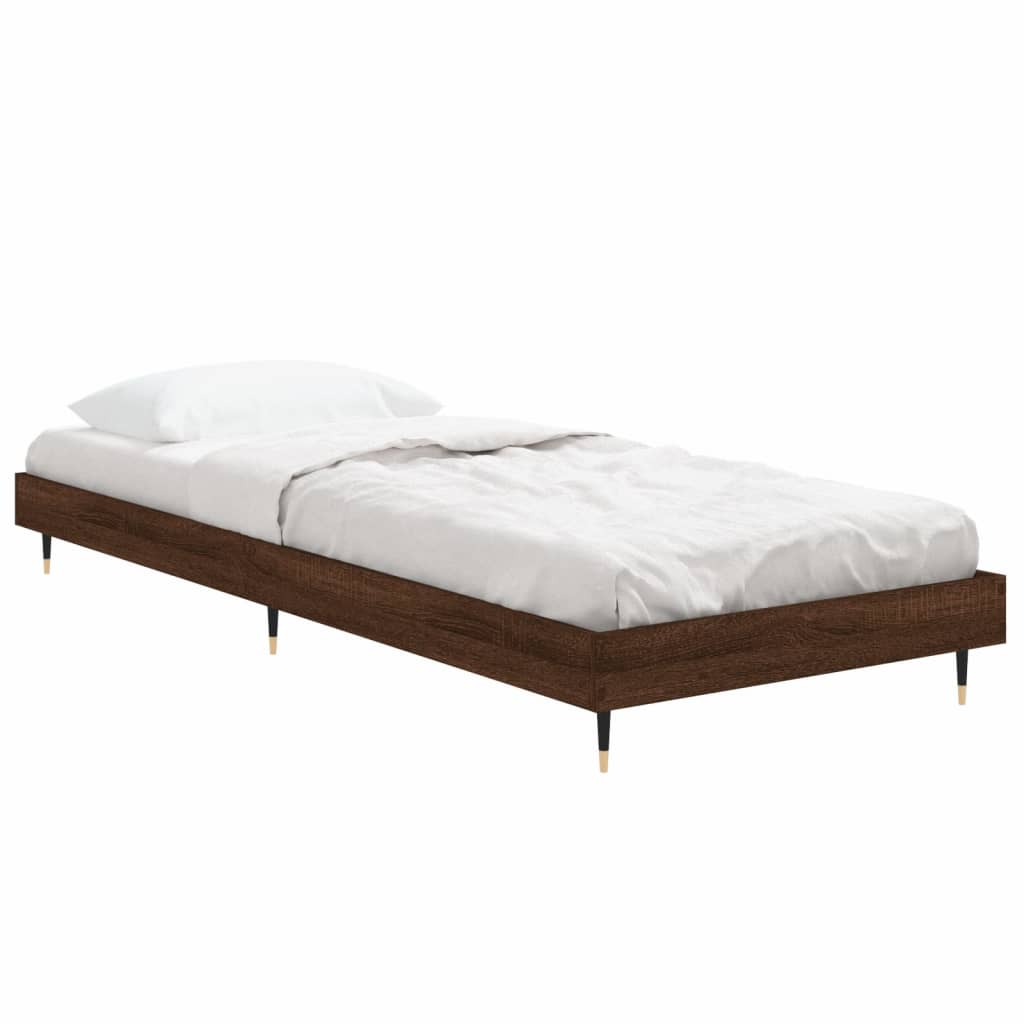 vidaXL sengeramme 75x190 cm uden madras konstrueret træ brunt eg