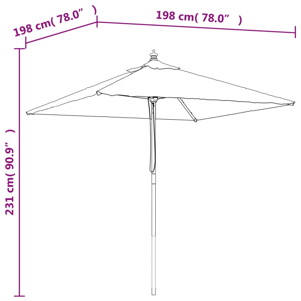 vidaXL haveparasol med træstang 198x198x231 cm gråbrun