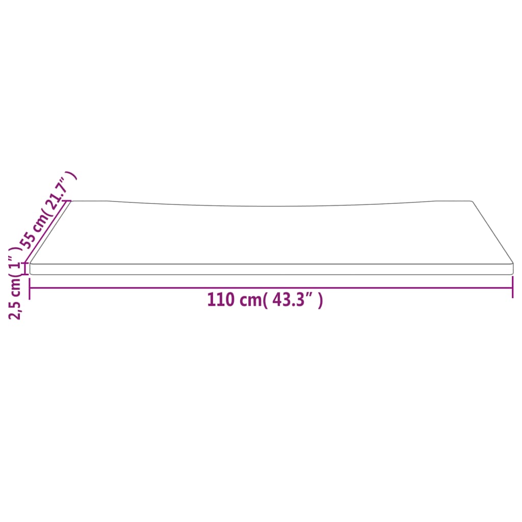 vidaXL skrivebordsplade 110x55x2,5 cm massivt fyrretræ hvid