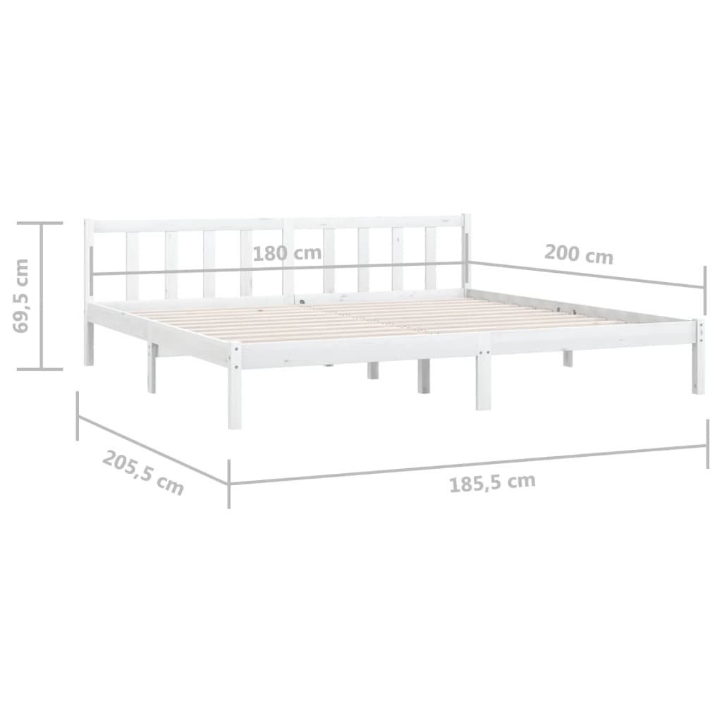 vidaXL sengeramme 180x200 cm Super King massivt fyrretræ hvid