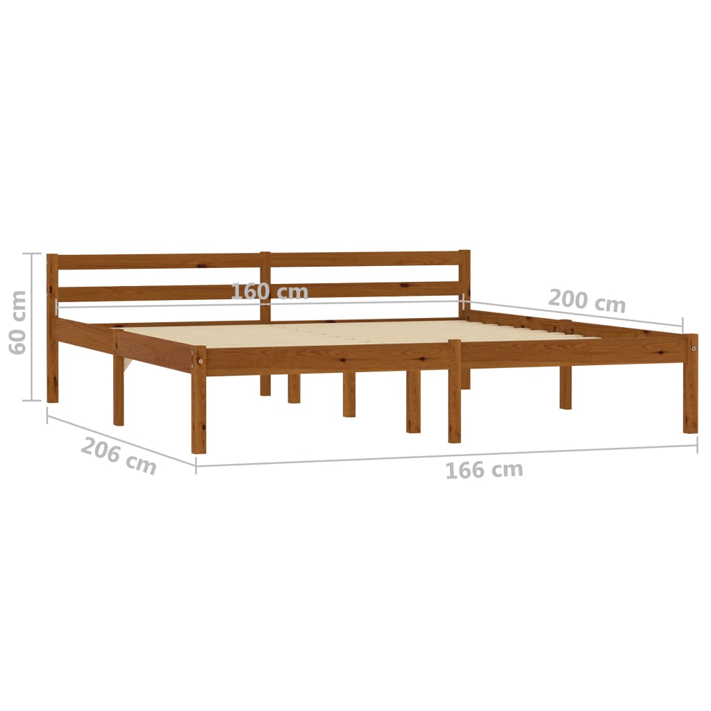 vidaXL sengestel 160x200 cm massivt fyrretræ gyldenbrun