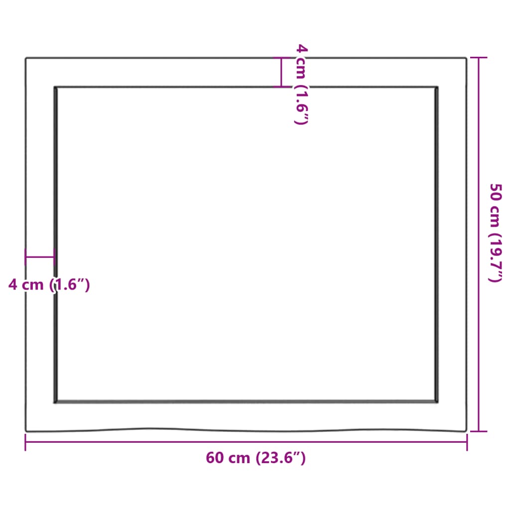 vidaXL bordplade 60x50x(2-6) cm ubehandlet massivt egetræ