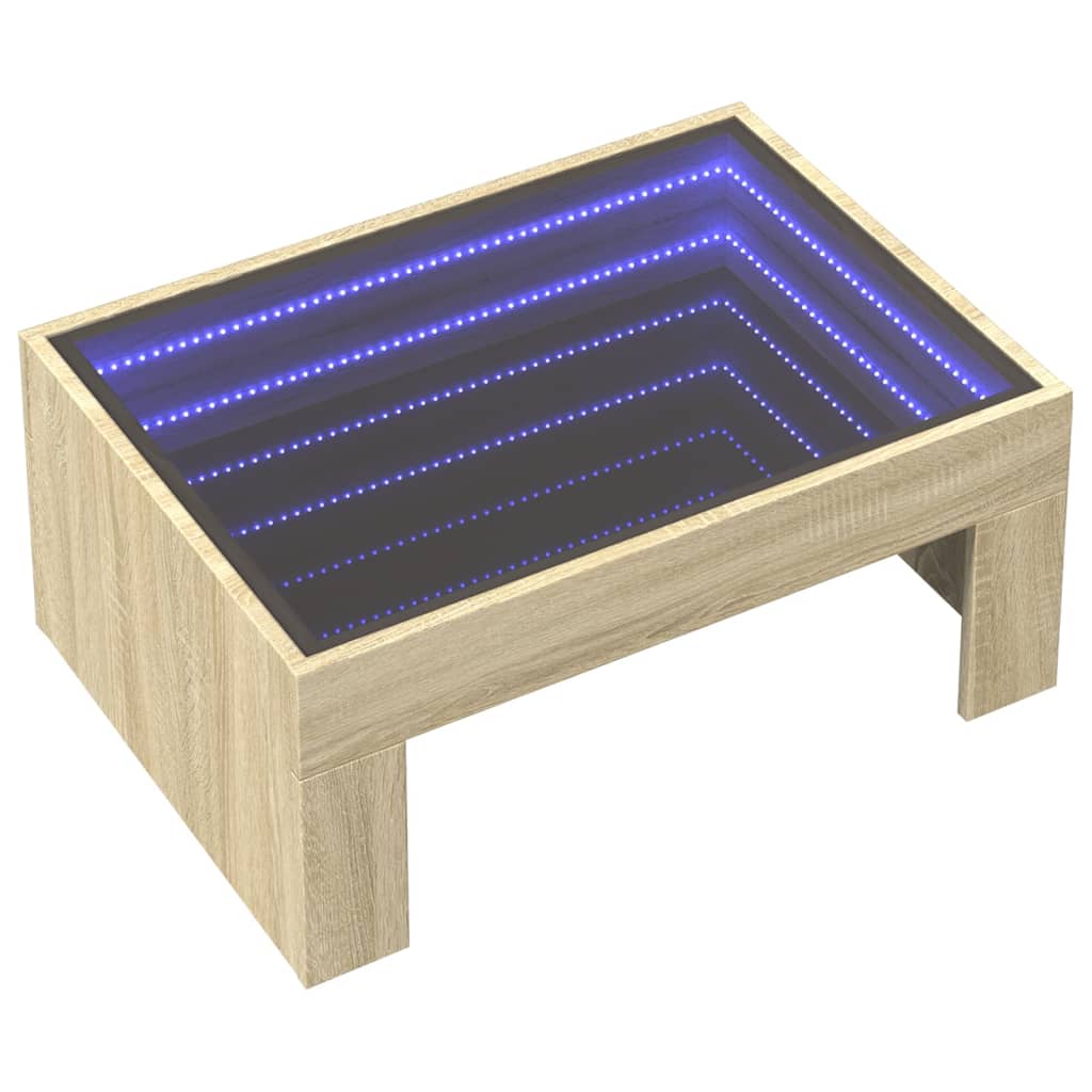 vidaXL sofabord med Infinity LED-lys 70x50x30 cm sonoma-eg