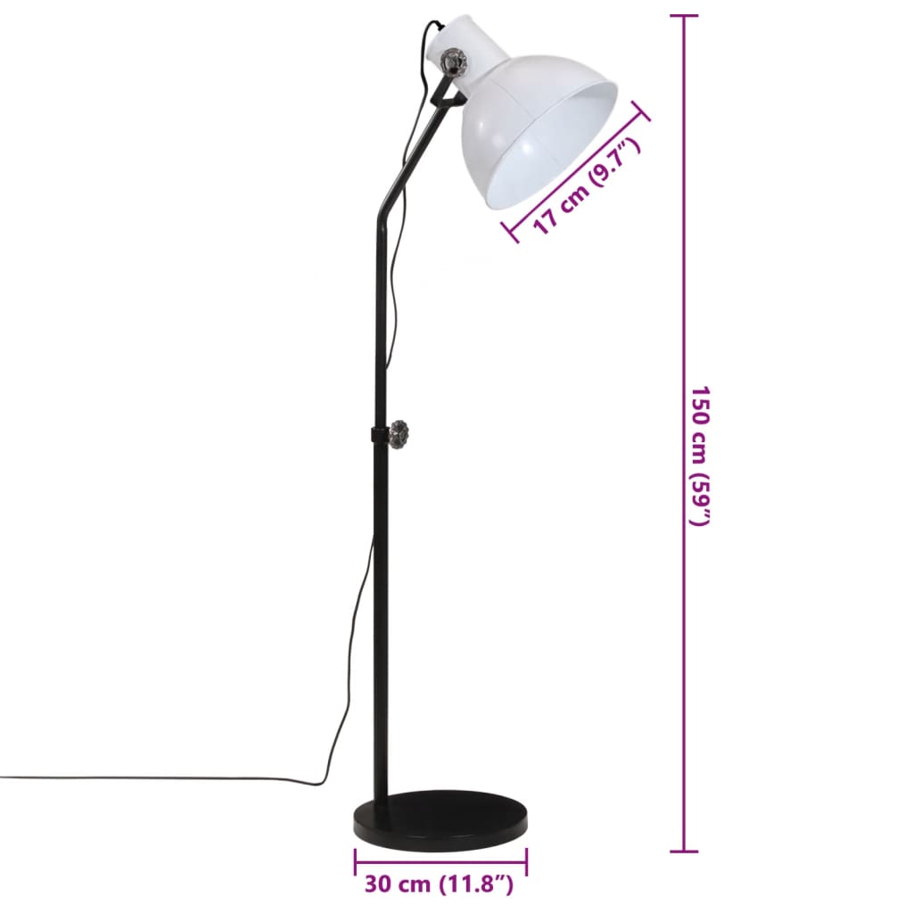 vidaXL gulvlampe 30x30x90-150 cm 25 W E27 hvid