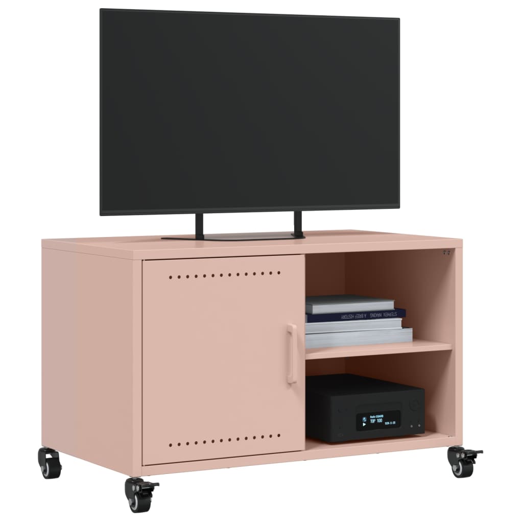 vidaXL tv-bord 68x39x43,5 cm koldvalset stål lyserød