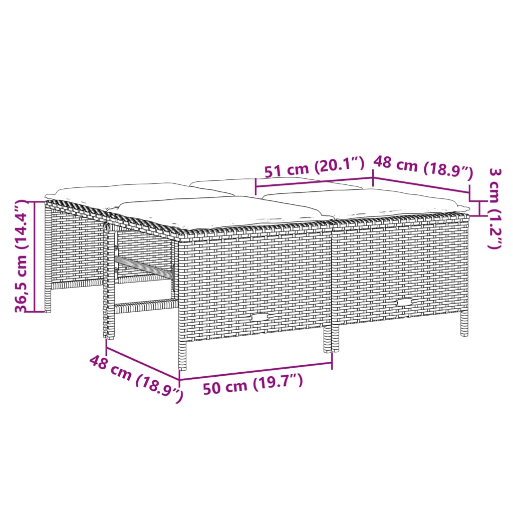 vidaXL haveskamler 4 stk. med hynder polyrattan beige