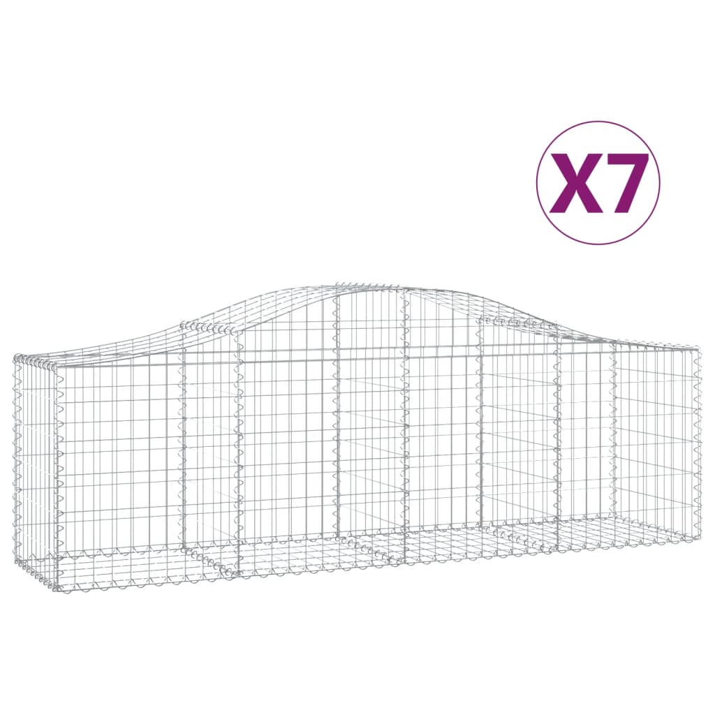 vidaXL buede gabionkurve 7 stk. 200x50x60/80 cm galvaniseret jern