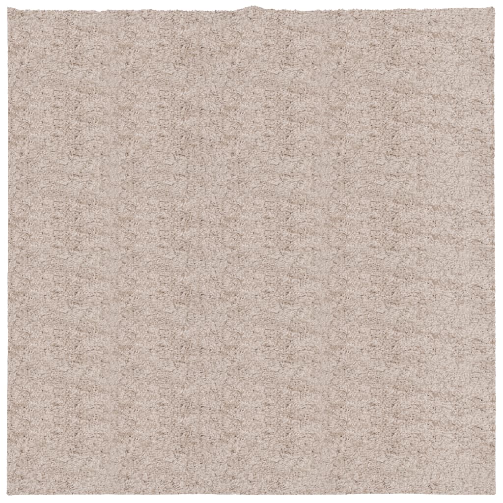 vidaXL shaggy gulvtæppe PAMPLONA 160x160 cm høj luv beige