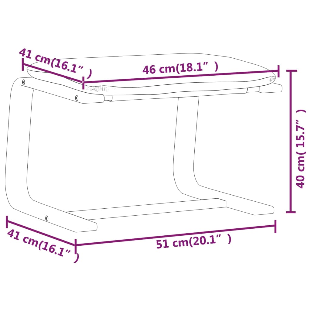 vidaXL fodskammel 51x41x40 cm stof sort