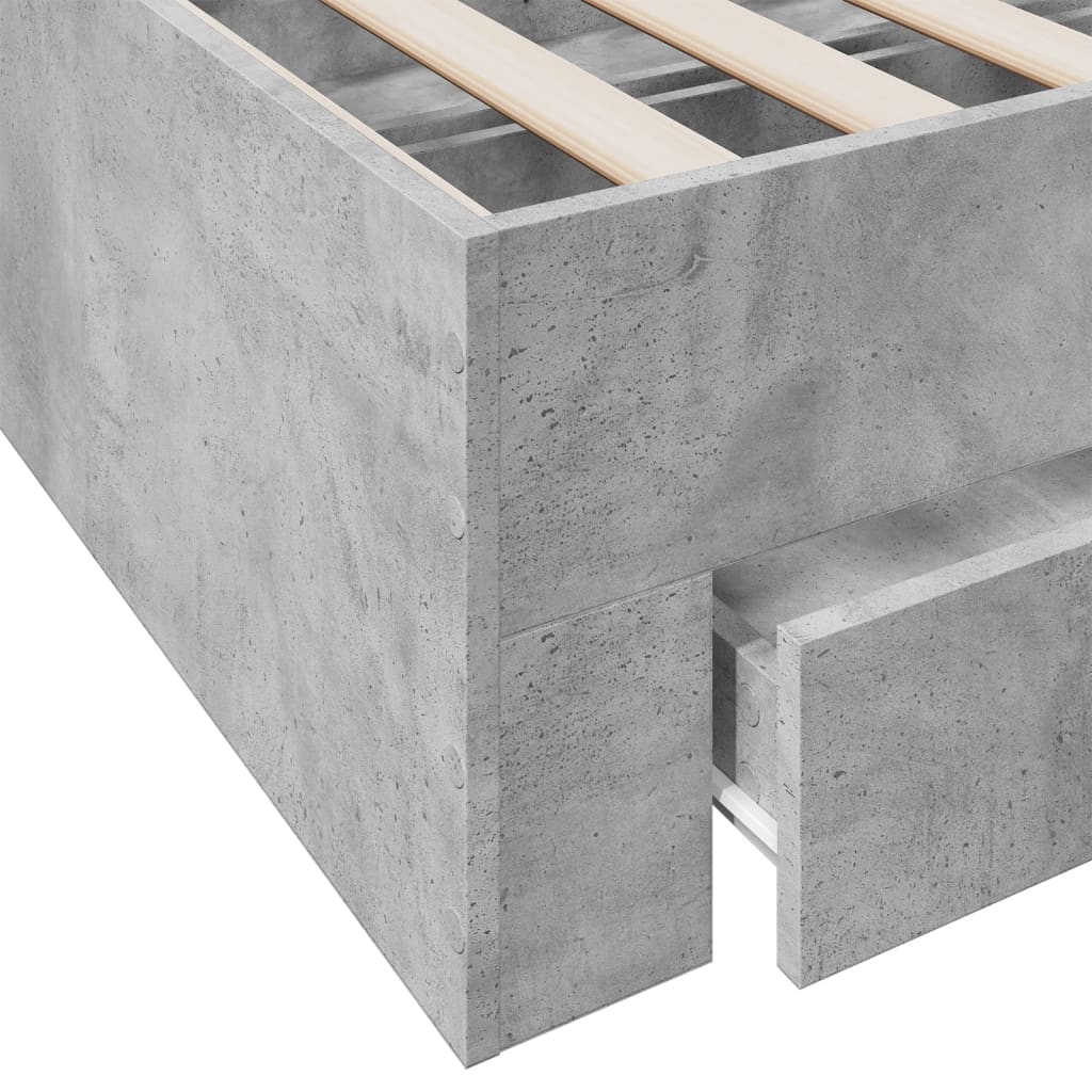 vidaXL sengeramme med skuffer 180x200 cm konstrueret træ betongrå