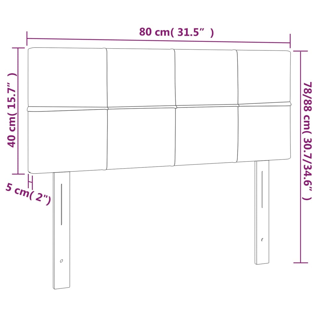 vidaXL sengegavl med LED-lys 80x5x78/88 cm stof gråbrun