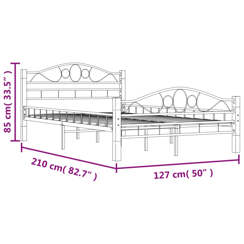 vidaXL sengestel 120 x 200 cm metal sort