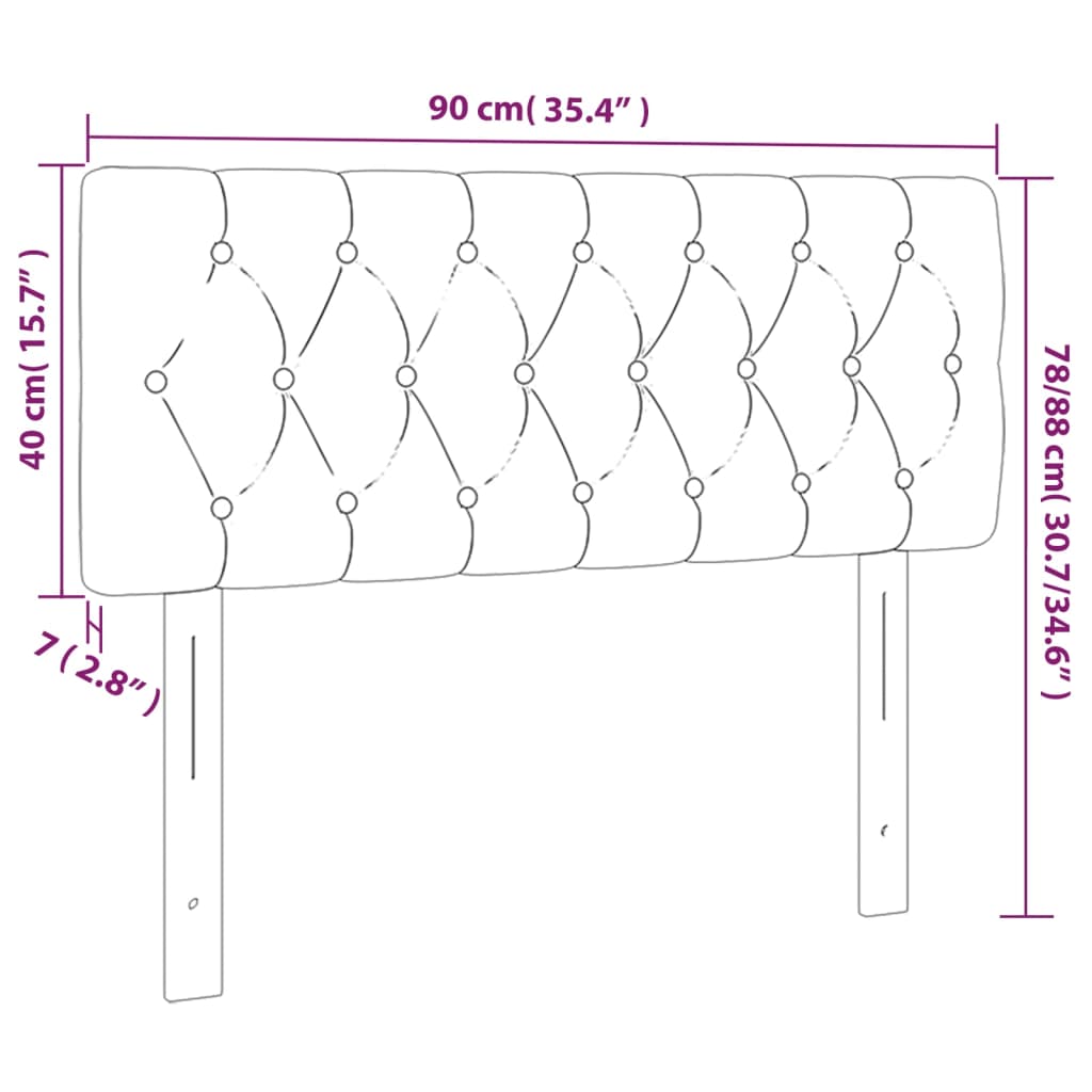 vidaXL sengegavl med LED-lys 90x7x78/88 cm stof mørkegrå