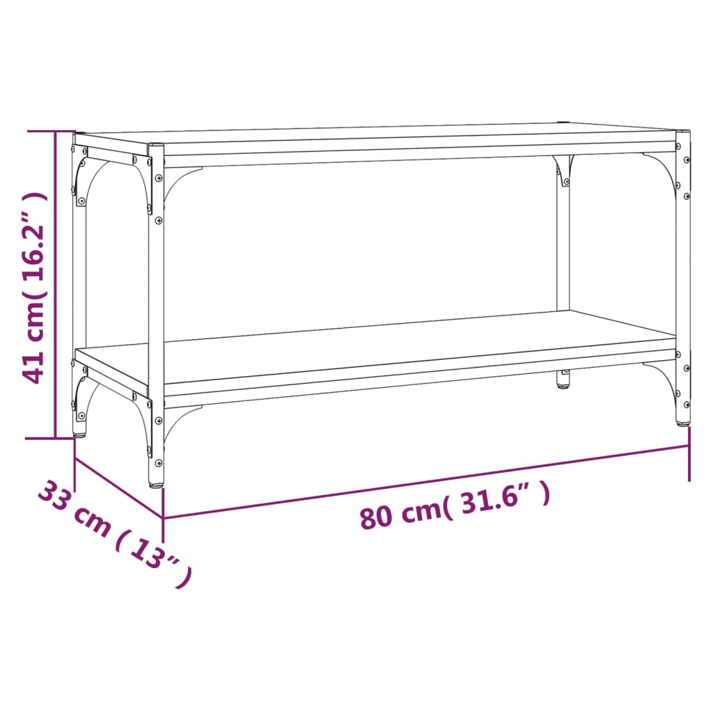 vidaXL tv-bord 80x33x41 cm konstrueret træ og stål sonoma-eg