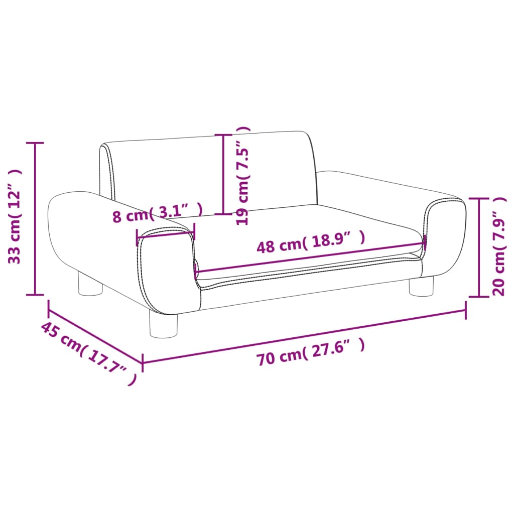 vidaXL sofa til børn 70x45x33 cm velour sort