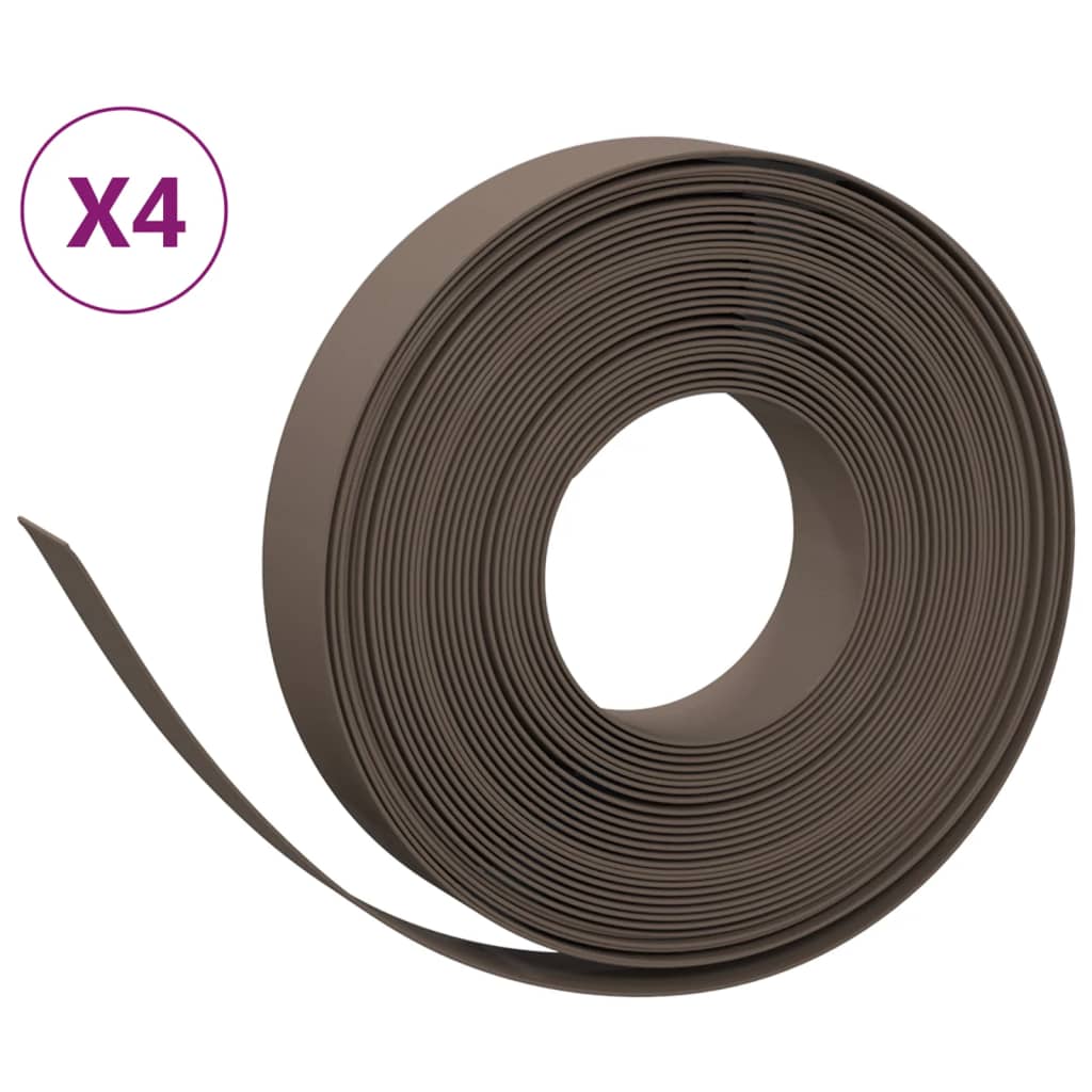 vidaXL græskanter 4 stk. 10 m 10 cm polyethylen brun