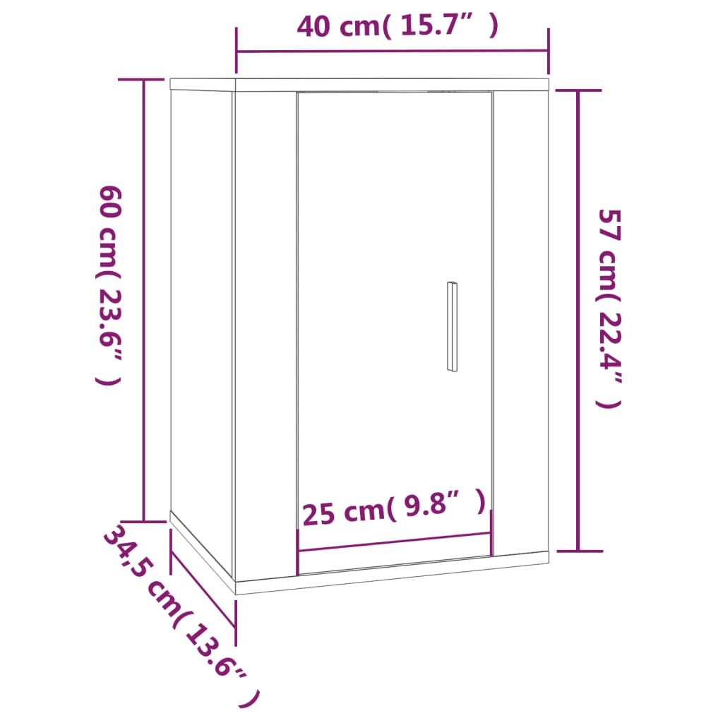 vidaXL væghængte tv-skabe 2 stk. 40x34,5x60 cm sonoma-eg