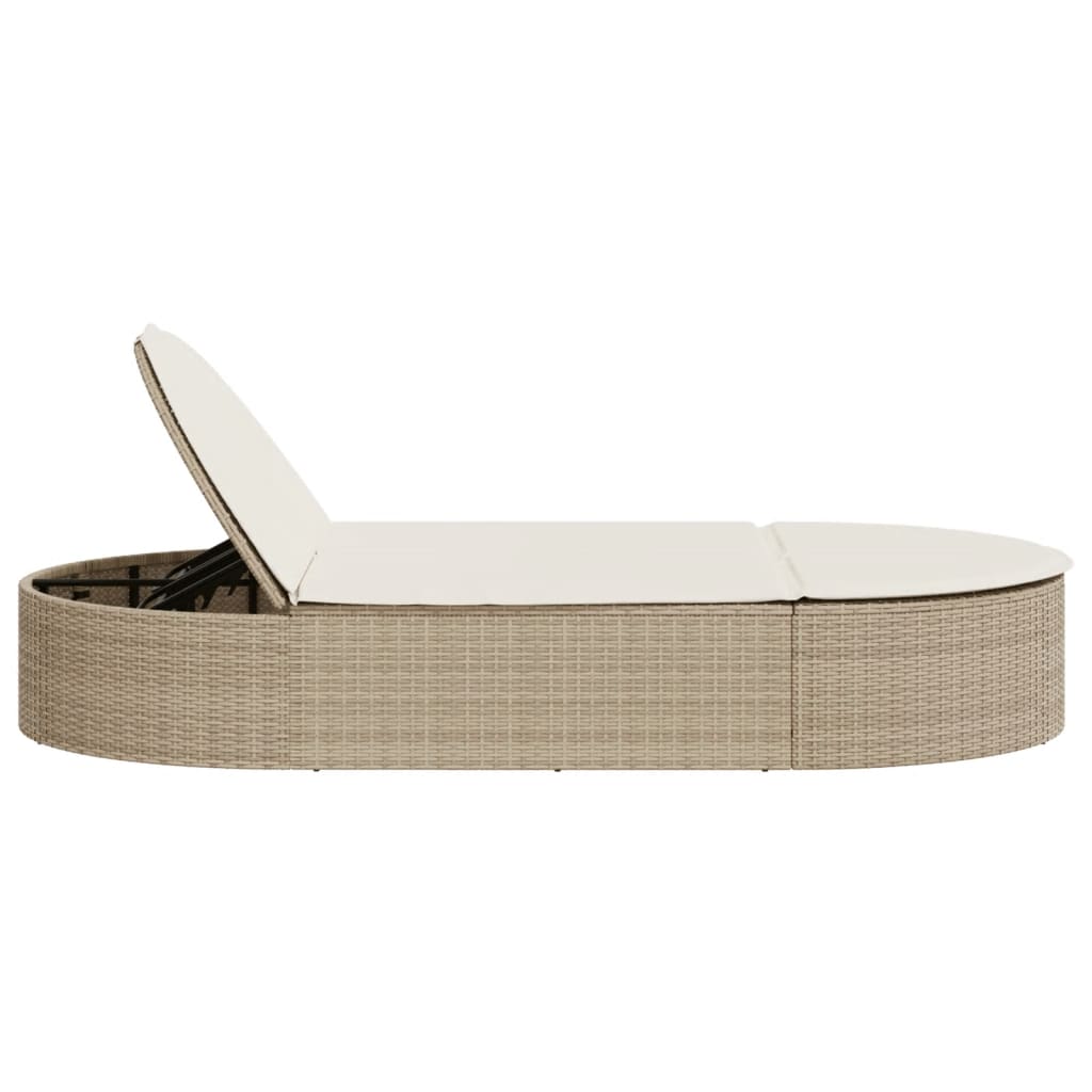 vidaXL solseng med hynder polyrattan beige