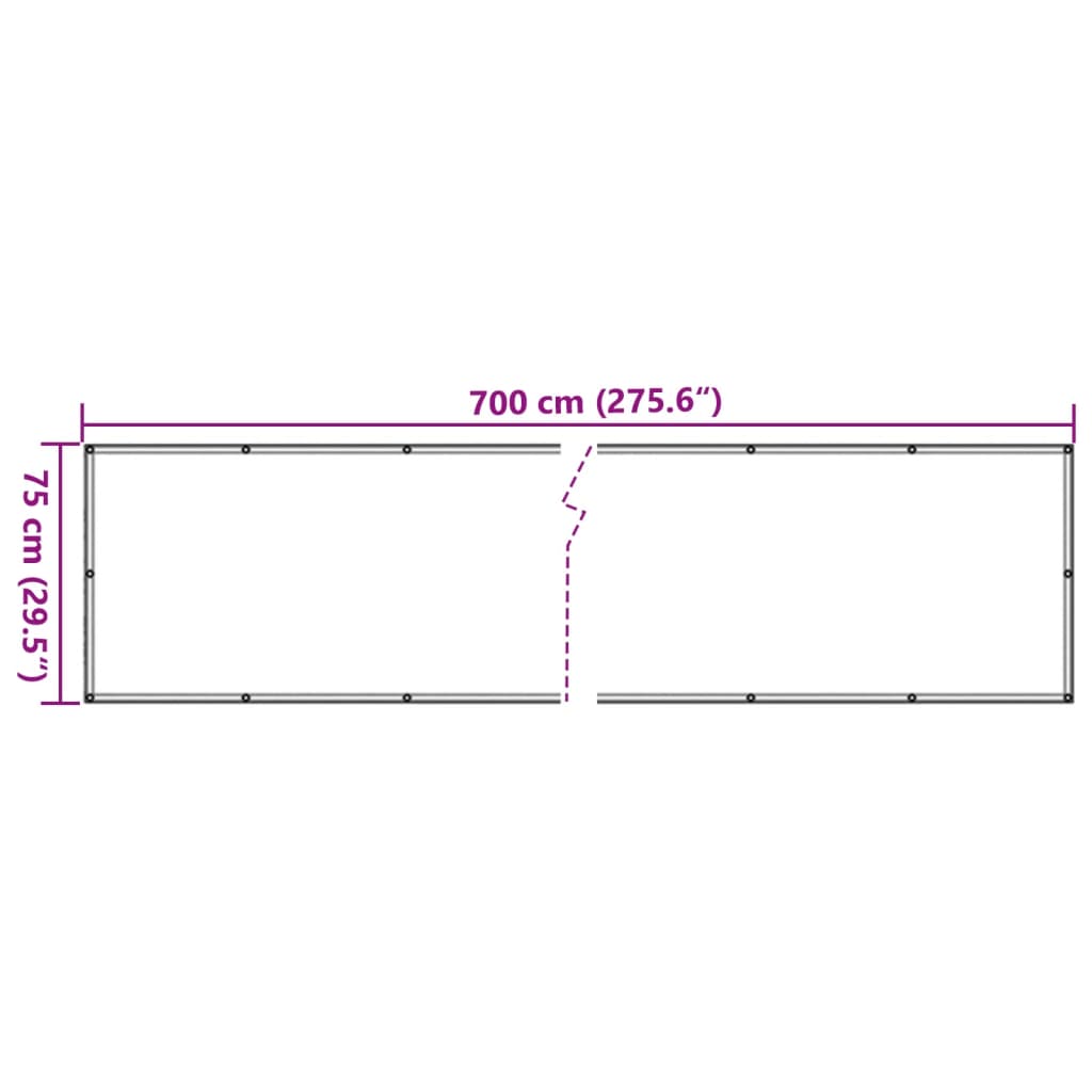 vidaXL altanafskærmning 700x75 cm PVC grå