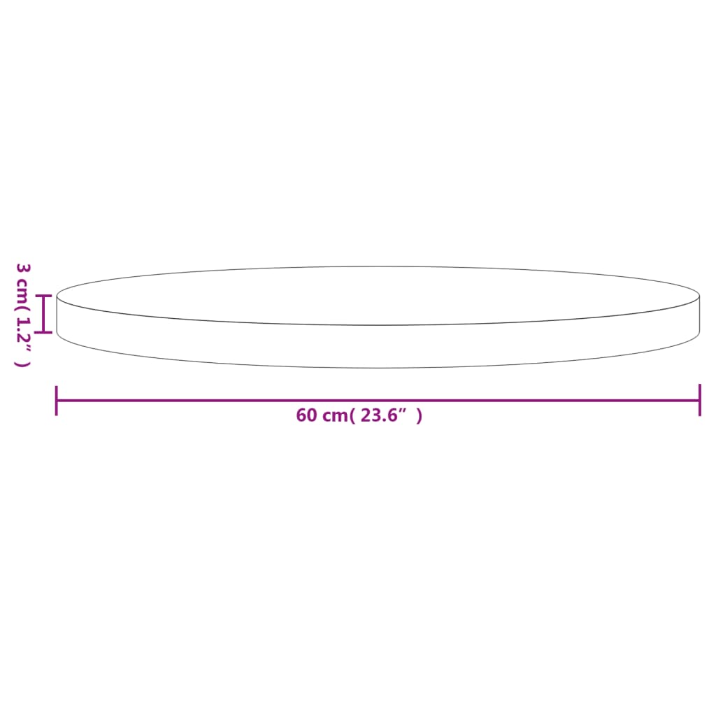 vidaXL bordplade Ø60x3 cm rund massivt fyrretræ sort