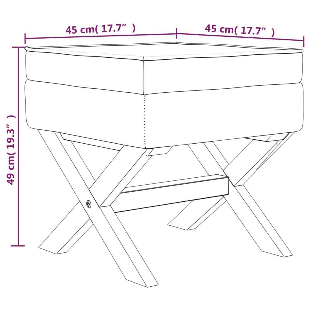 vidaXL opbevaringsskammel 45x45x49 cm velour blå