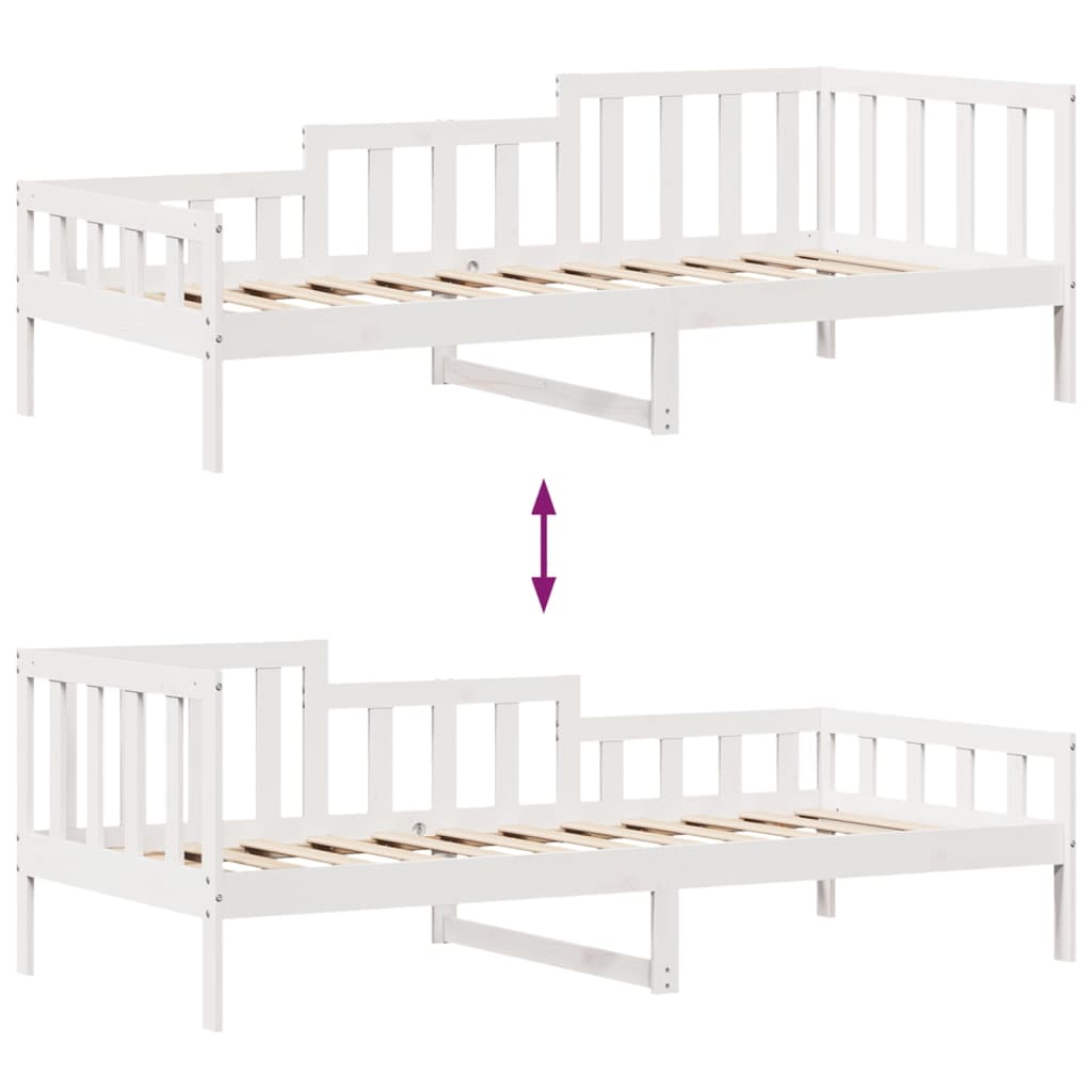 vidaXL daybed med skuffer 90x200 cm massivt fyrretræ hvid