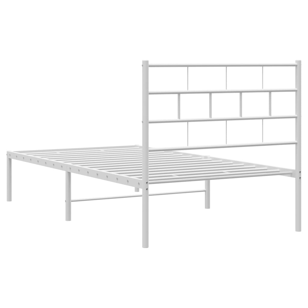 vidaXL sengeramme med sengegavl 90x190 cm metal hvid