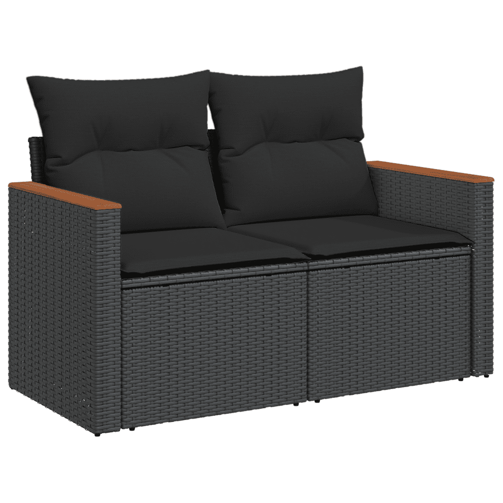 vidaXL sofasæt til haven 11 dele med hynder polyrattan sort