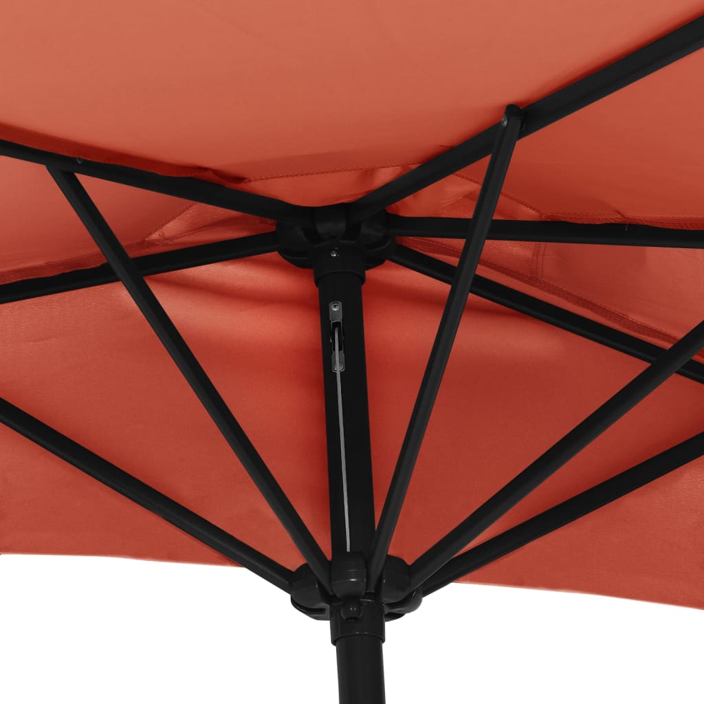 vidaXL altanparasol med aluminiumsstang 270x144x222 cm halv terrakotta