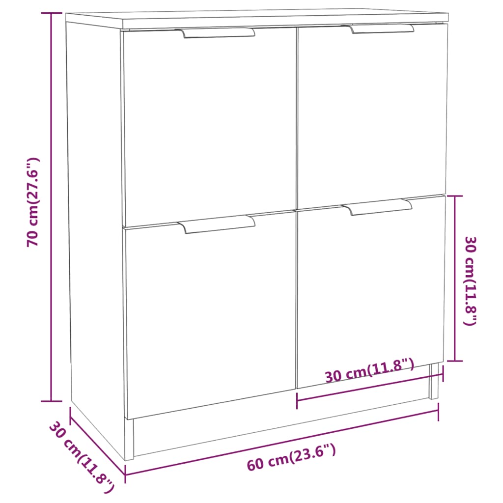 vidaXL skænk 60x30x70 cm konstrueret træ røget egetræsfarve