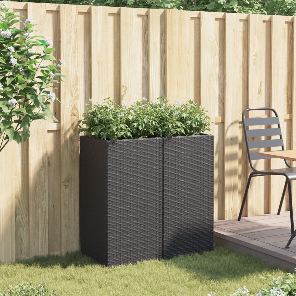 vidaXL plantekasser 2 stk. 40x40x60 cm polyrattan sort