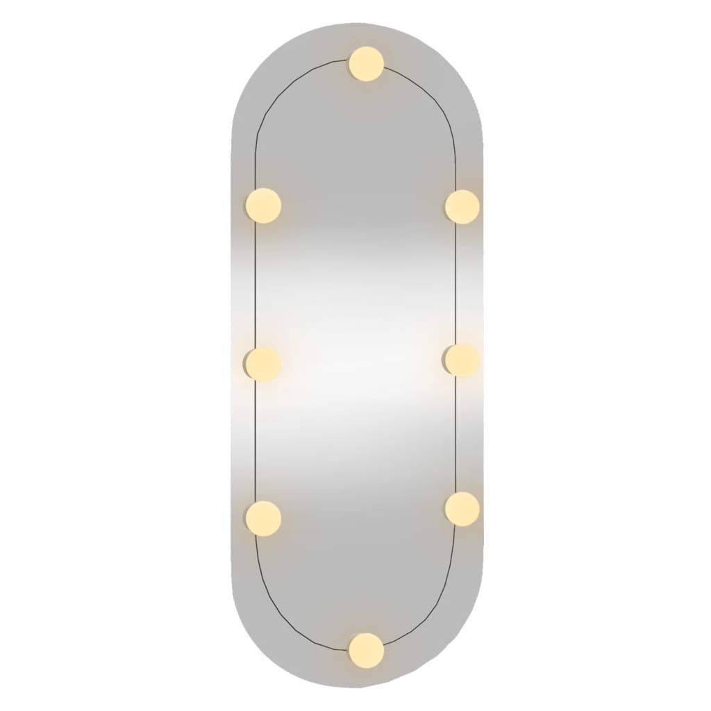 vidaXL vægspejl med LED-lys 35x70 cm oval glas